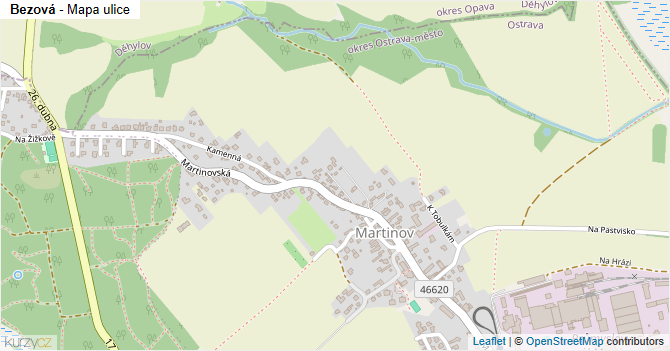 Bezová - mapa ulice