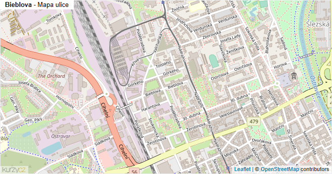 Bieblova - mapa ulice