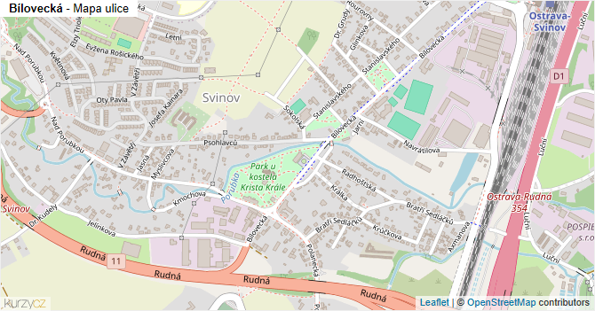 Bílovecká - mapa ulice