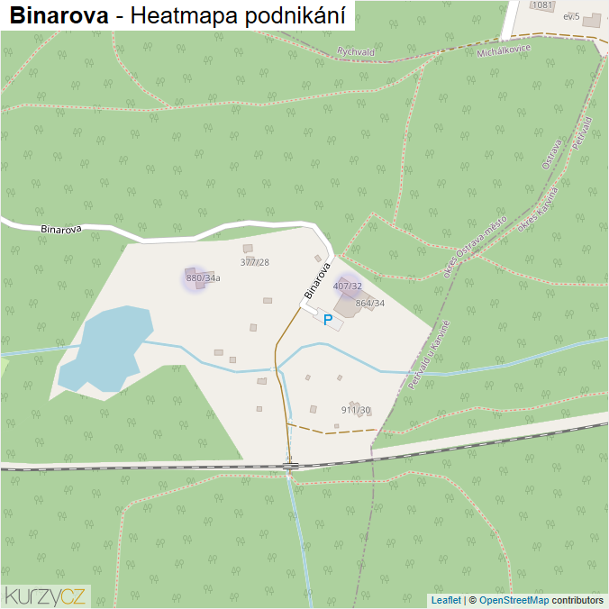 Mapa Binarova - Firmy v ulici.