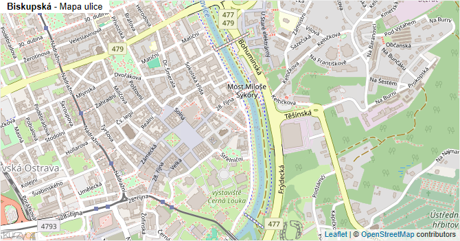Biskupská - mapa ulice