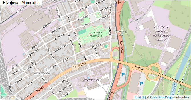 Bivojova - mapa ulice