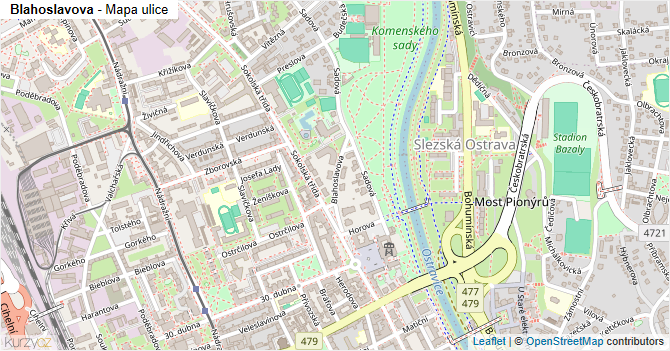 Blahoslavova - mapa ulice