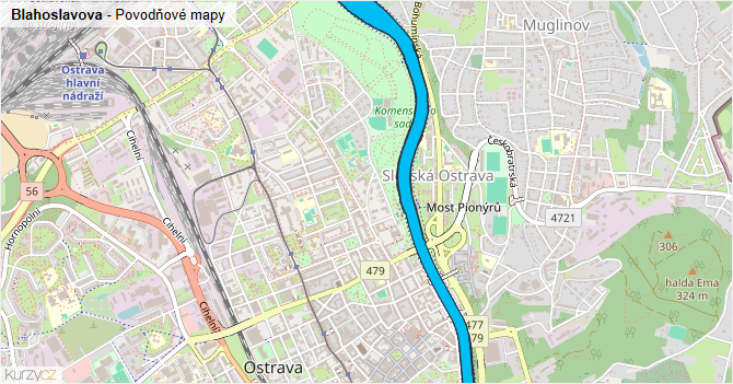 Blahoslavova - záplavové mapy stoleté vody
