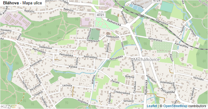 Bláhova - mapa ulice