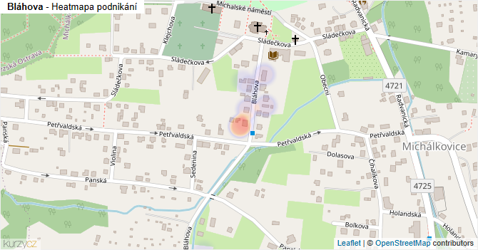 Bláhova - mapa podnikání