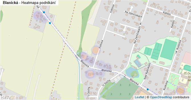 Blanická - mapa podnikání