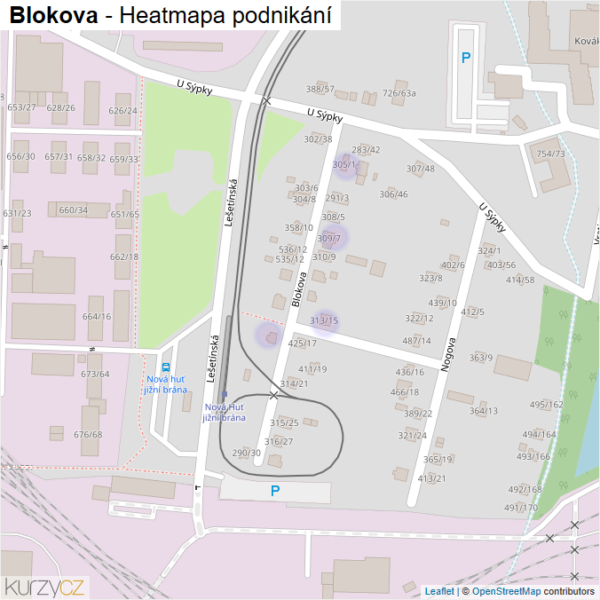 Mapa Blokova - Firmy v ulici.