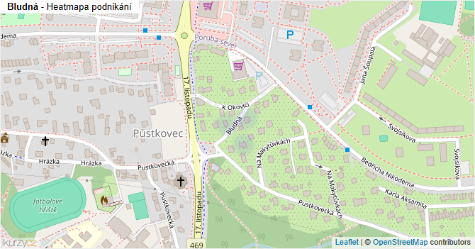 Bludná - mapa podnikání