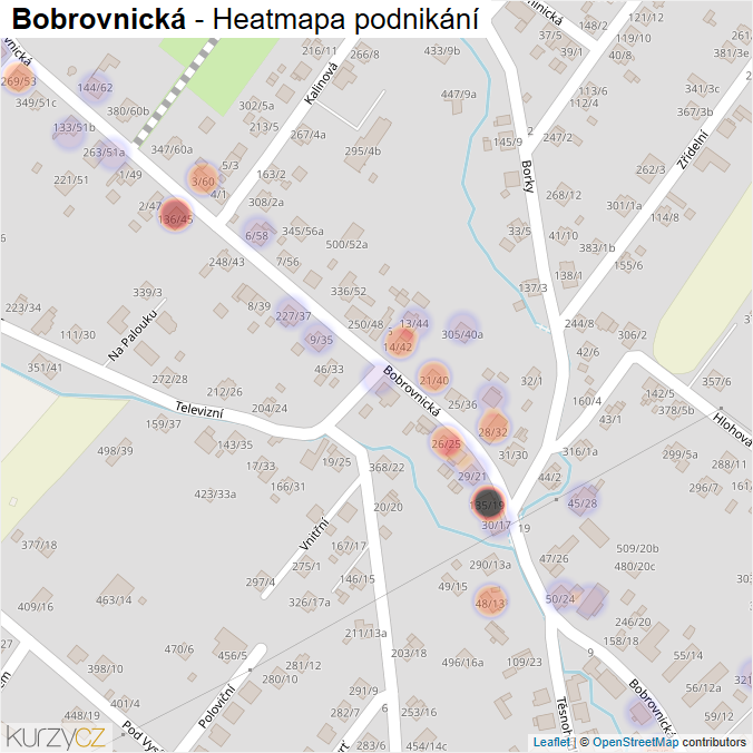 Mapa Bobrovnická - Firmy v ulici.