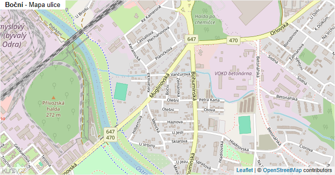 Boční - mapa ulice