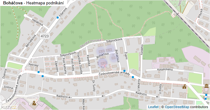 Boháčova - mapa podnikání