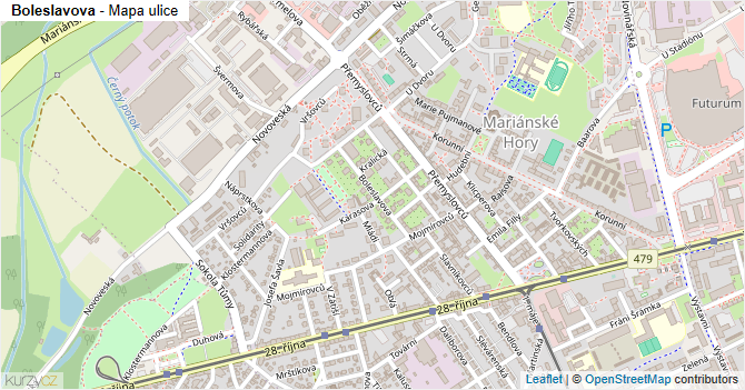 Boleslavova - mapa ulice