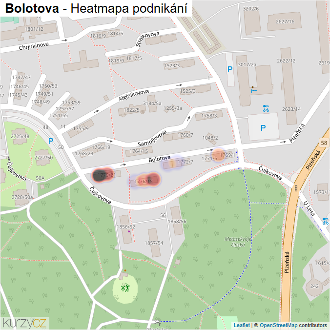 Mapa Bolotova - Firmy v ulici.