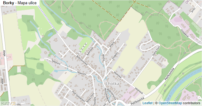 Borky - mapa ulice