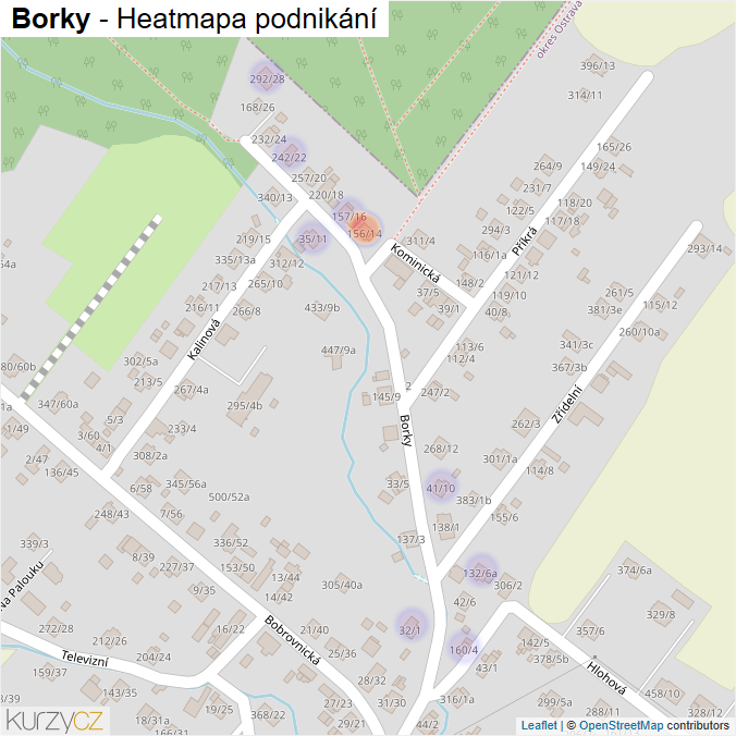 Mapa Borky - Firmy v ulici.