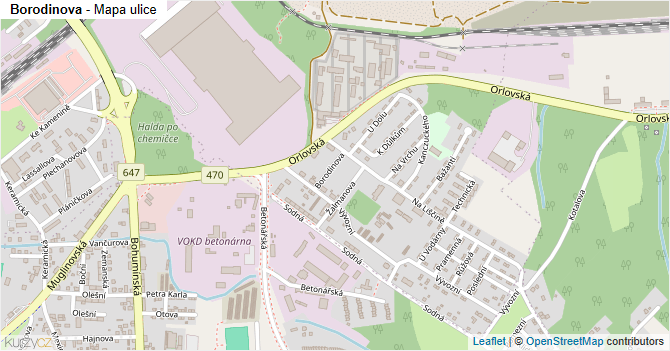 Borodinova - mapa ulice