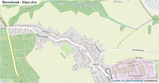 Borovicová - mapa ulice