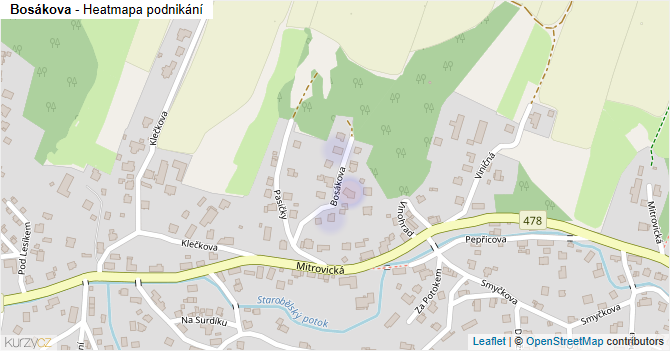 Bosákova - mapa podnikání