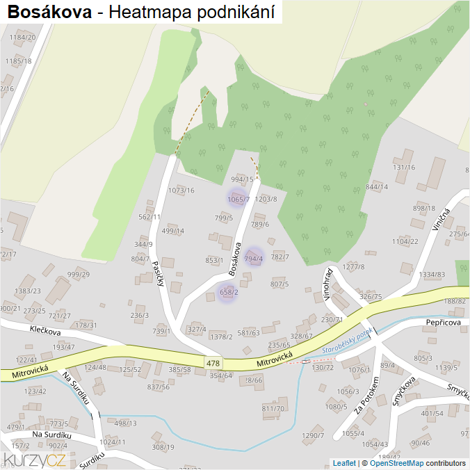 Mapa Bosákova - Firmy v ulici.