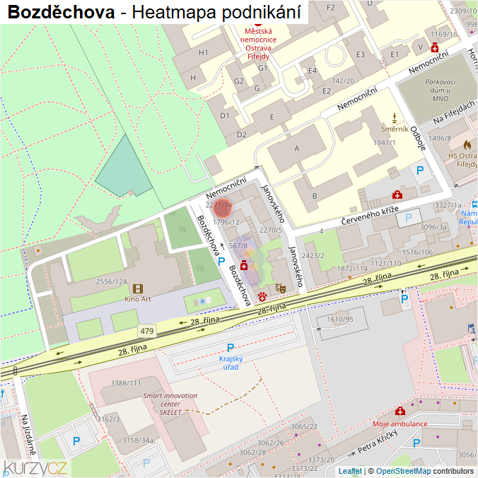 Mapa Bozděchova - Firmy v ulici.