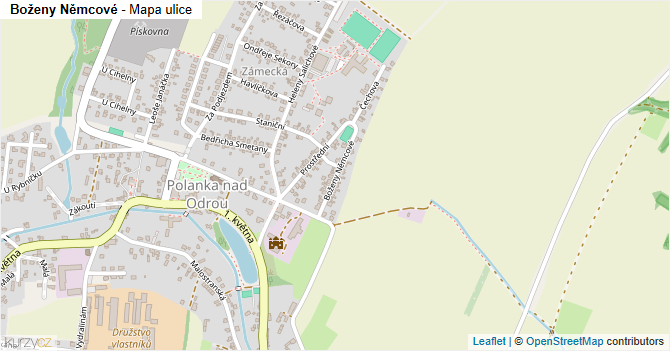 Boženy Němcové - mapa ulice