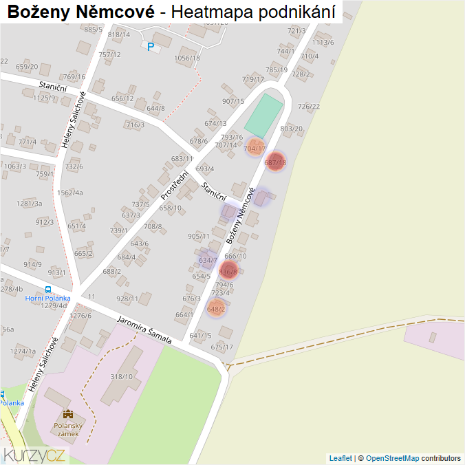 Mapa Boženy Němcové - Firmy v ulici.