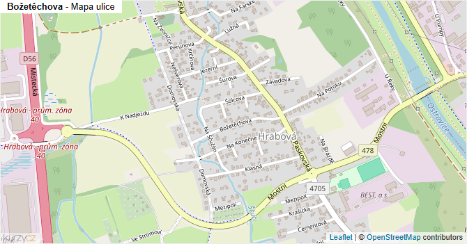 Božetěchova - mapa ulice