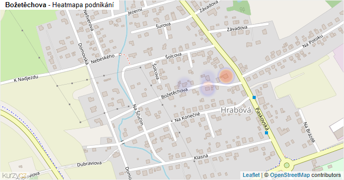 Božetěchova - mapa podnikání