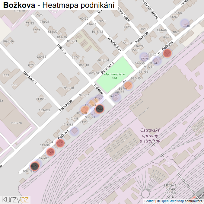 Mapa Božkova - Firmy v ulici.
