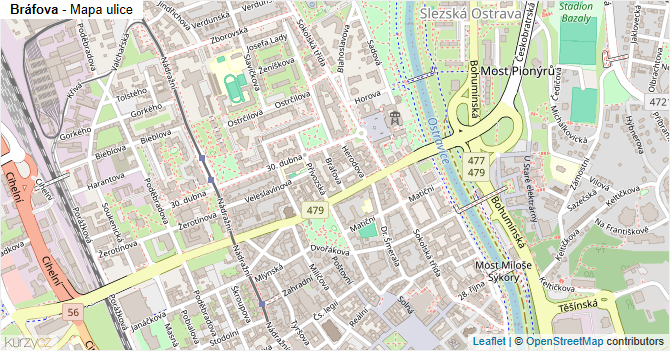 Bráfova - mapa ulice
