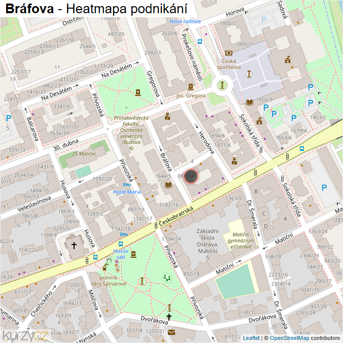 Mapa Bráfova - Firmy v ulici.