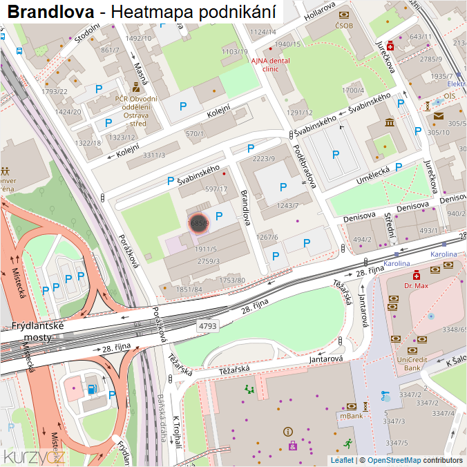 Mapa Brandlova - Firmy v ulici.