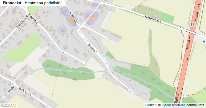 Branecká - mapa podnikání