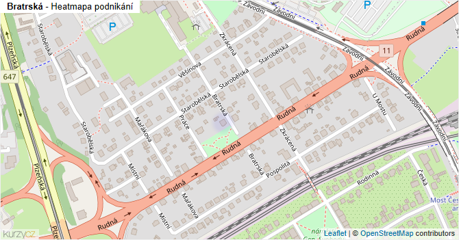 Bratrská - mapa podnikání