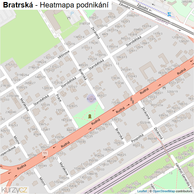 Mapa Bratrská - Firmy v ulici.