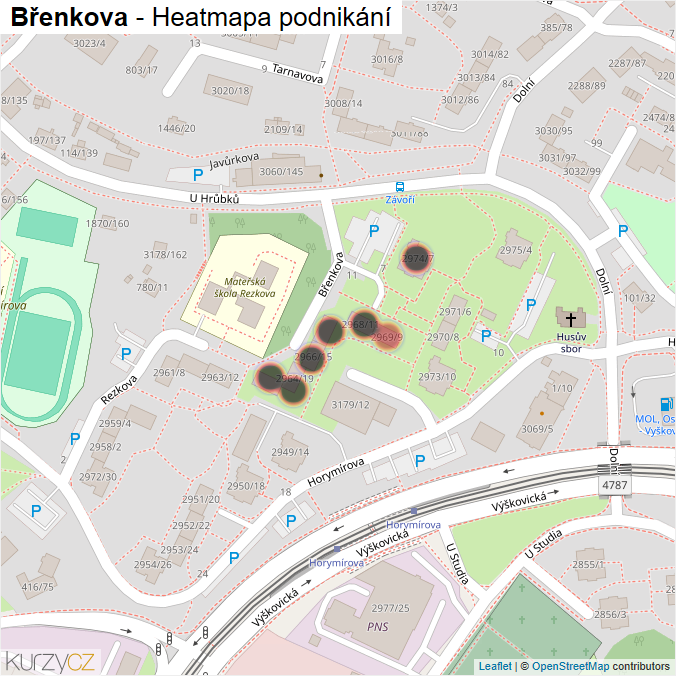 Mapa Břenkova - Firmy v ulici.