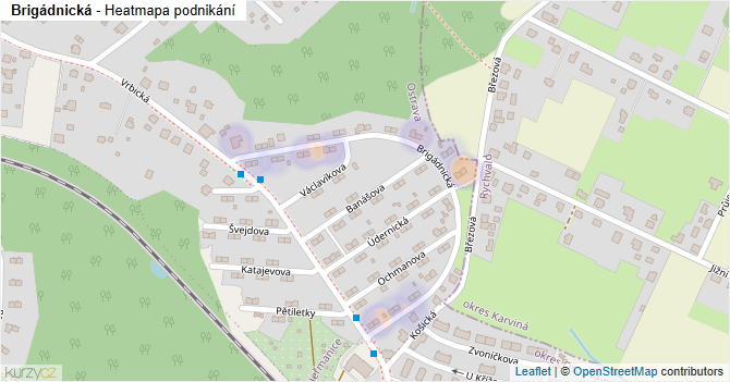Brigádnická - mapa podnikání
