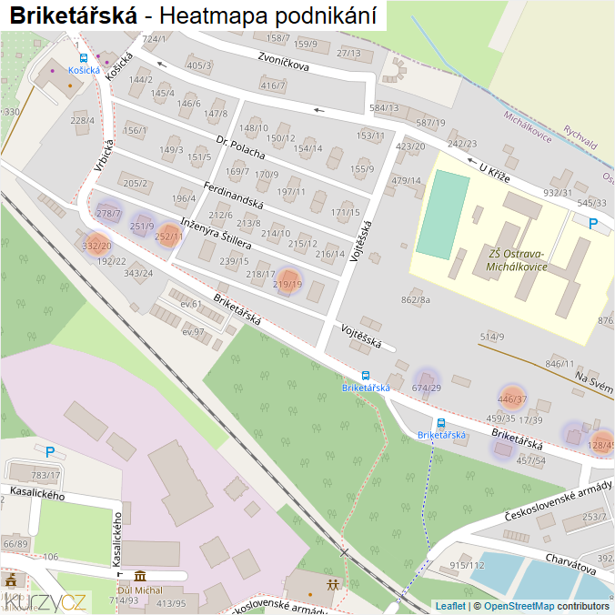 Mapa Briketářská - Firmy v ulici.
