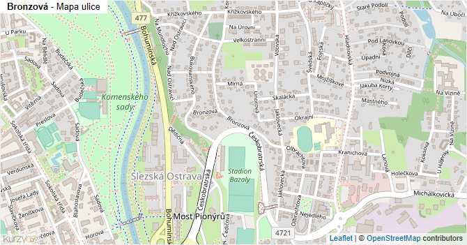 Bronzová - mapa ulice