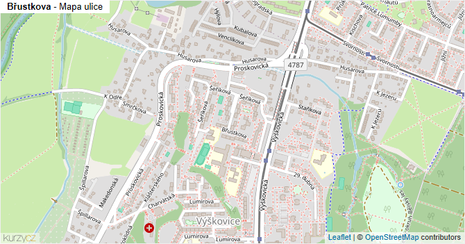 Břustkova - mapa ulice