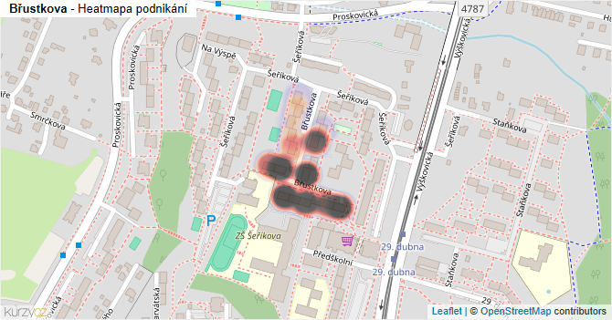 Břustkova - mapa podnikání