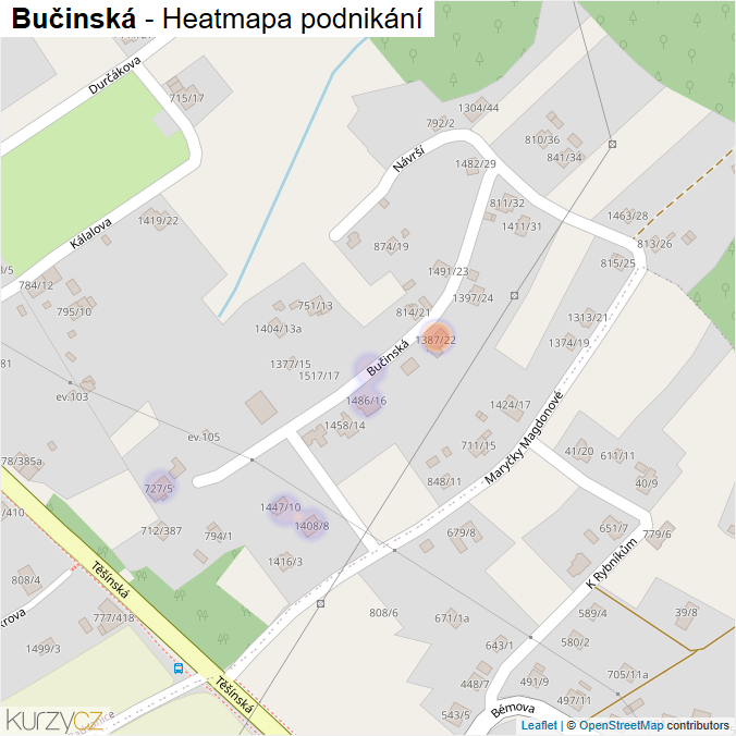 Mapa Bučinská - Firmy v ulici.