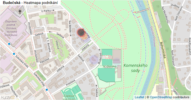 Budečská - mapa podnikání