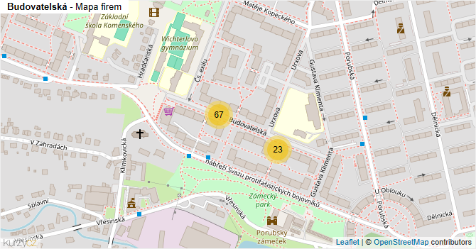 Budovatelská - mapa firem