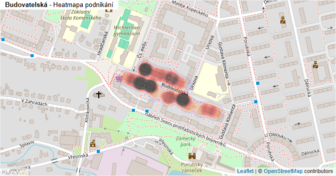 Budovatelská - mapa podnikání