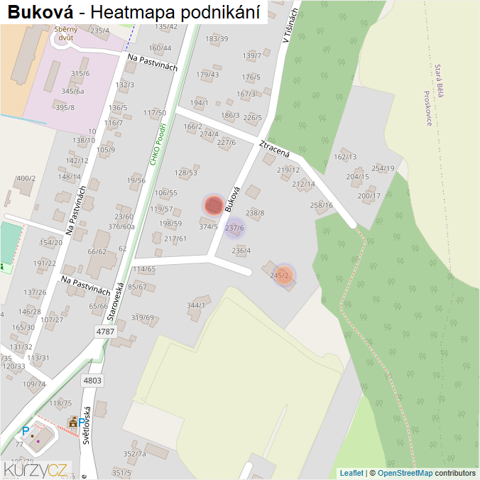 Mapa Buková - Firmy v ulici.
