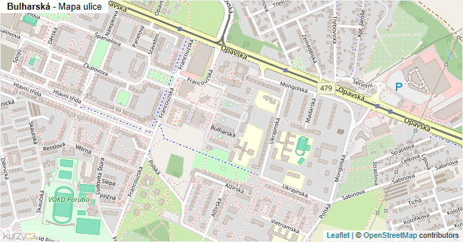 Bulharská - mapa ulice