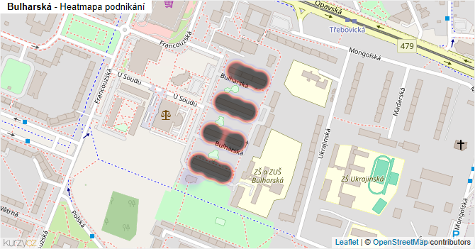 Bulharská - mapa podnikání