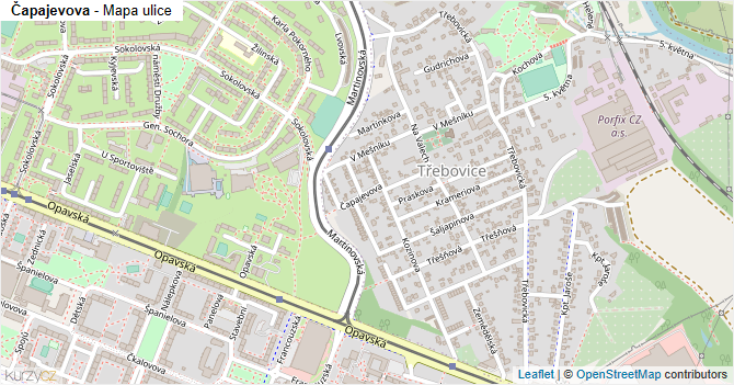 Čapajevova - mapa ulice